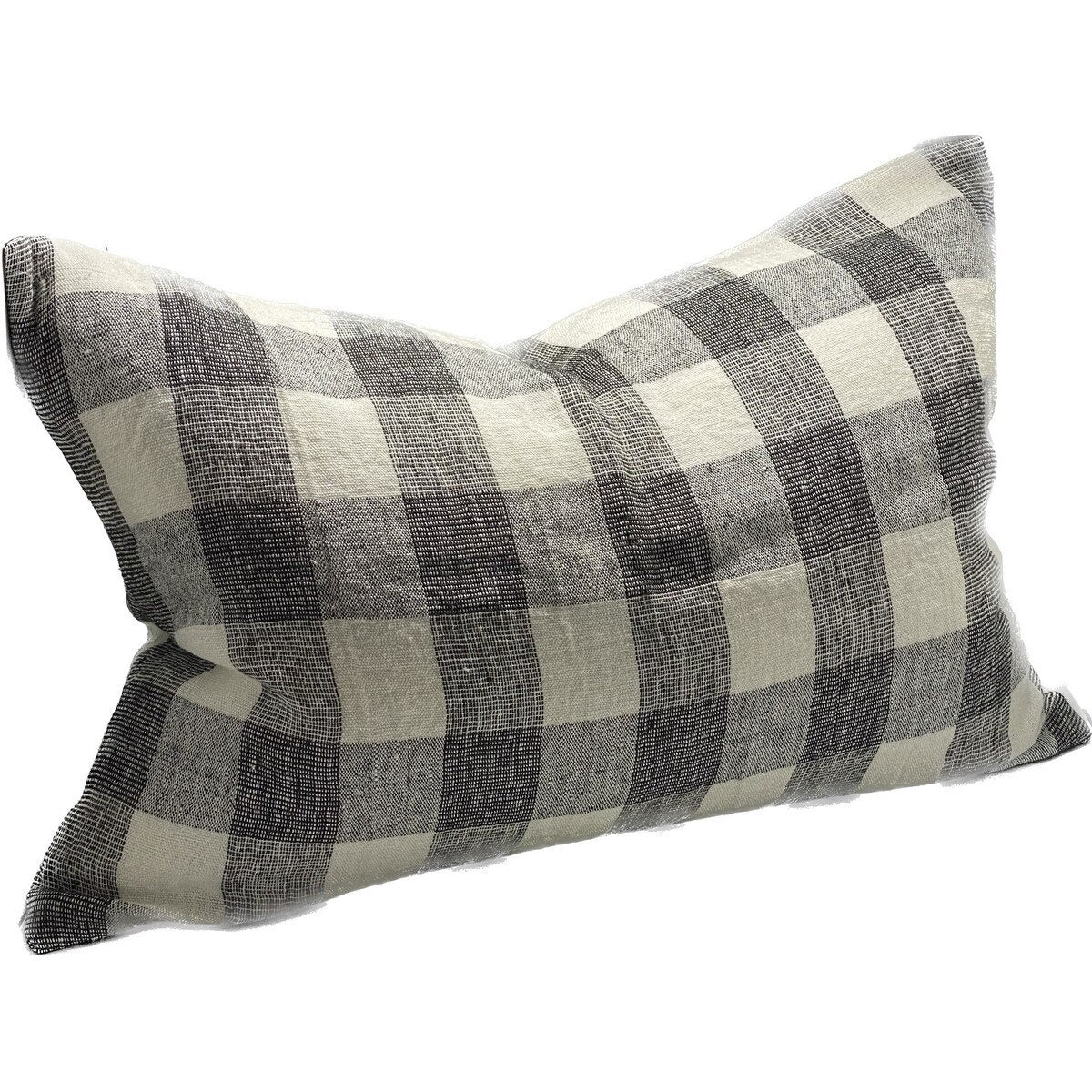 Cushion - Linen Rectangle Charcoal & Ivory