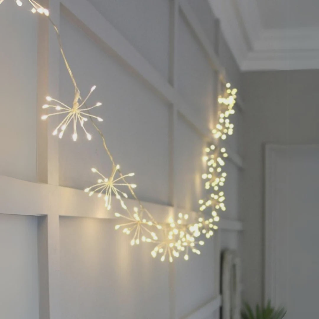 Lights - Starburst garland silver 5m plug in